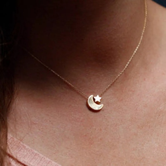 Jewelry - Delicate Dainty Star Moon Necklace Boho Choker A5